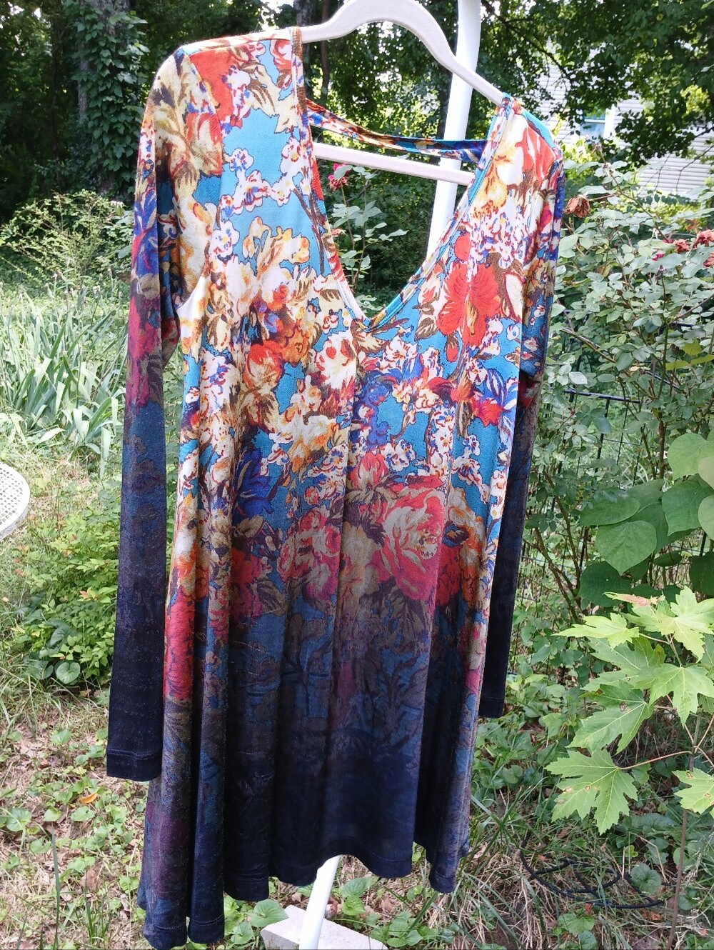 Free People Multicolor Floral V-Neck Long Sleeve Dress